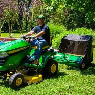 John Deere 42-Inch Tow-Behind Lawn Sweeper – 24 cu. ft. Capacity, Height-Adjustable Brushes